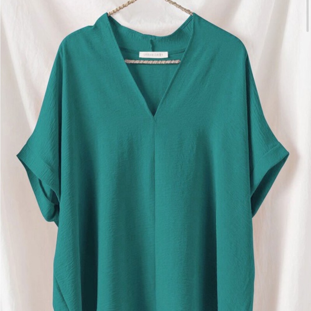 Teal V-neck Top